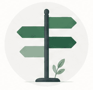 Placa com diferentes caminhos para começar